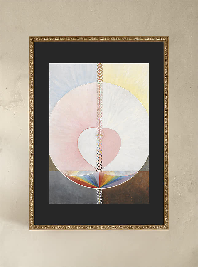 Print van Hilma af Klint in een sierlijke gouden lijst met zwart passe-partout