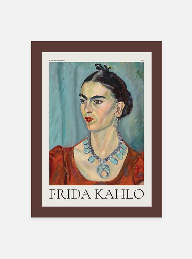 Affiche Frida Kahlo avec passe-partout marron