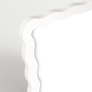 Póster blanco abstracto con bordes ondulados en capas a la izquierda y arriba