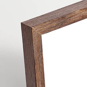 Close-up of brown wooden frame corner with visible grain