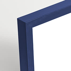 Close-up of a blue rectangular frame corner on a light background