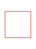 Cornice quadrata in rosso vista frontalmente, con un passepartout bianco che incornicia l’apertura
