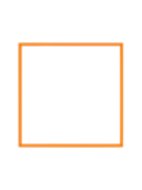 Cornice quadrata in arancione vista frontalmente, con un passepartout bianco che incornicia l’apertura