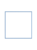 Cornice quadrata in azzurro cielo vista frontalmente, con un passepartout bianco che incornicia l’apertura