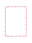 Rosa Memoboard mit gewelltem Rand und schwarzer Aufhängeschnur oben