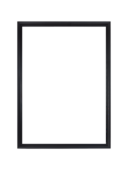 Sort rektangulær billedramme med glas og hvid passepartout