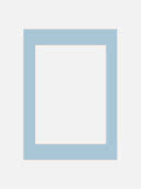 Light blue rectangular picture frame with wide border and white center