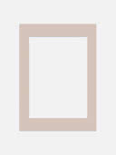 Beige mat board with rectangular opening on white background