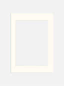 Simple cream-colored mat frame with rectangular opening on a light gray background
