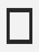 Black rectangular picture frame with wide border on a light background