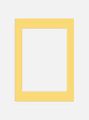 Yellow rectangular mat frame with large opening on a light background