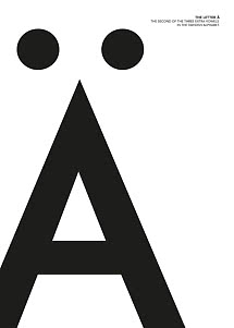Minimalist poster with large black letter Ä on white background and small text at the top.