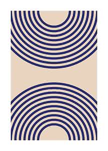 Motivo astratto con archi concentrici blu scuro su sfondo beige