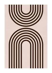 Abstract poster with brown curved lines in a mirrored pattern on a light pink background