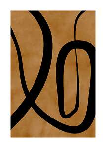 Affiche abstraite avec lignes noires fluides sur fond brun chaud