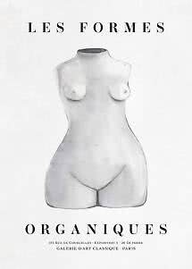 Poster with watercolor female torso and French text on a white background