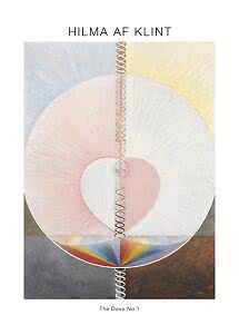Poster med Hilma af Klints abstrakta verk The Dove No.1 med stor cirkel, spiral och mjuka pastellfärger