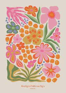 Affiche florale colorée avec fleurs stylisées et texte « Southern California flora »
