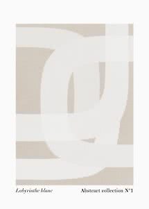 Poster astratto con forme curve bianche su sfondo beige testurizzato