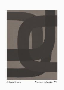 Poster astratto con forme curve nere e blocchi su sfondo beige
