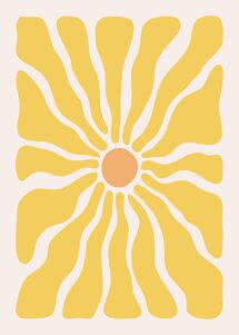 Abstract yellow flower with orange center on light background