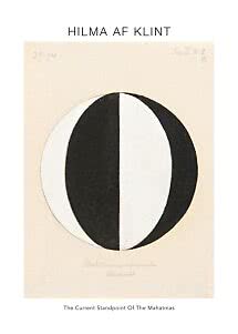 Hilma af Klint abstract poster with black and white oval shape on a light background