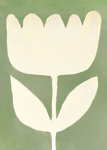 Abstract cream-white flower on a muted green background