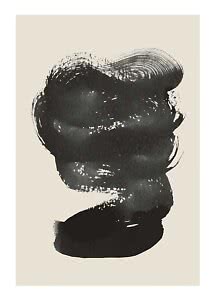 Abstract black brushstroke on a beige background