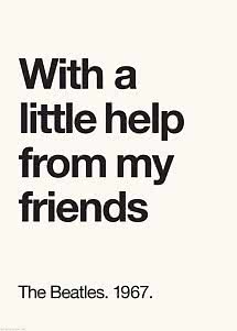 Poster mit dem Text “With a little help from my friends” und “The Beatles. 1967.” auf hellem Hintergrund.