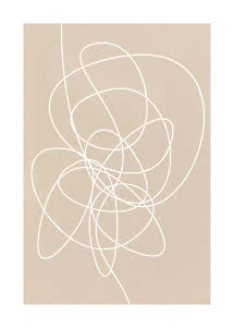 Abstract poster with white looping lines on a beige background