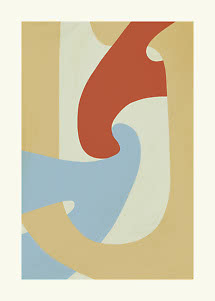 Poster astratto con forme organiche beige, bianco sporco, terracotta e azzurro chiaro
