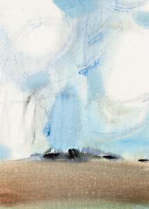 Peinture abstraite bleu clair, blanche et beige avec de doux coups de pinceau