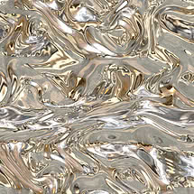 Metallo fuso colto a metà colata, ripiegato in creste e pozze di oro champagne, argento freddo e sabbia calda