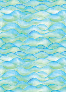 Abstract watercolor pattern of soft waves in blue and light green tones