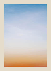 Abstrakt plakat med blå himmelgradient og varm orange tone nederst