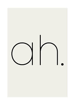 Minimalistisches Poster mit schwarzem „ah.“ auf hellbeigem Hintergrund