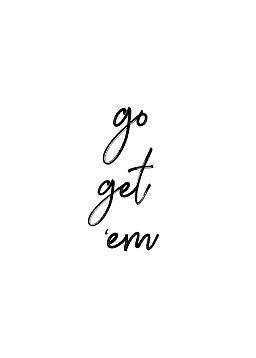 Czarny odręczny napis „go get ’em” na białym tle