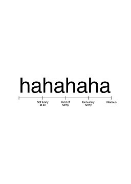 Grafica con "hahahaha" sopra una scala da per niente divertente a esilarante.