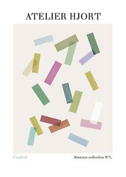 Poster astratto con rettangoli colorati effetto coriandoli su sfondo chiaro di Atelier Hjort