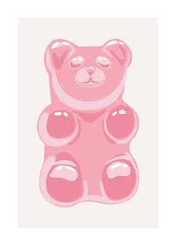 Figura di orsetto rosa con superficie lucida su sfondo chiaro