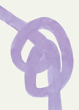 Abstrakter violetter Pinselstrich in Spiralform auf hellem Hintergrund