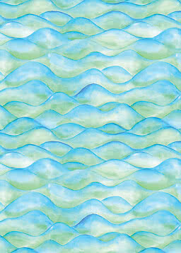 Abstract pattern of soft watercolor waves in light blue and green tones