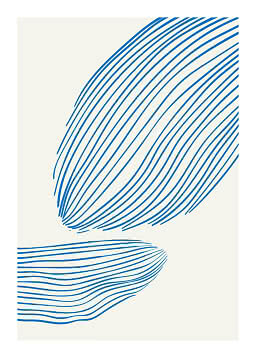 Abstract pattern with flowing blue lines on an off-white background