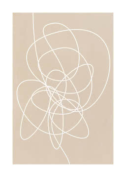 Abstract poster with white looping lines on a beige background