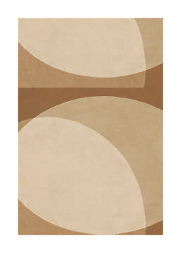 Abstract print with overlapping arches and oval shapes in beige and brown tones
