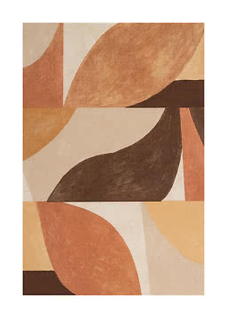Abstraktes Poster mit geschwungenen Formen in Beige, Terrakotta, Braun und Ocker