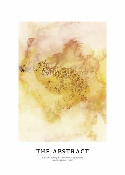 Plakat med abstrakt akvarel i gule og brune nuancer med teksten “THE ABSTRACT” nederst