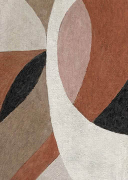Decorazione da parete astratta con forme curve in beige, terracotta, rosa, nero e bianco panna