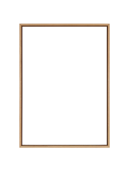 Simple rectangular light wood picture frame on a white background