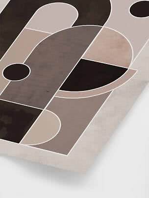 Abstract vloerkleed met geometrische vormen in beige, taupe, bruin en zwart